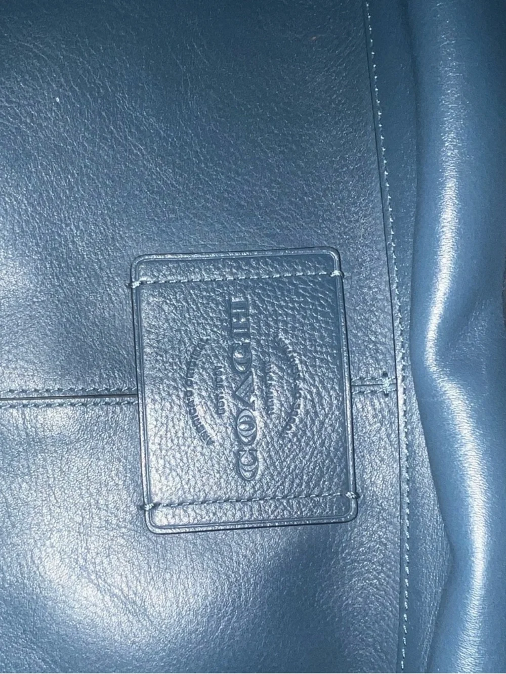 Coach Men's Blue Leather Messenger Bag with Buckle Strap - Picture 2 of 5